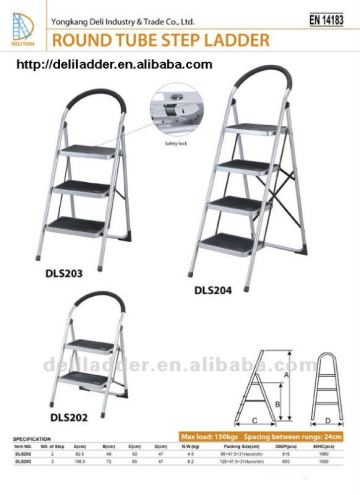 Household ladder stainless steel material foldable step ladder with handrail and sponge