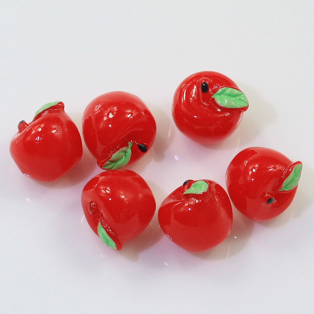 New Charm Red Fruits Shaped 3D Beads Resin Cabochon Simulation Food 100pcs/bag Kids DIY Craft Decor Beads