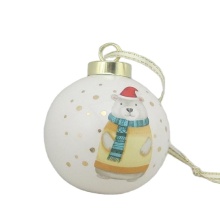 BONWILL Christmas Tree Ornaments - Golden Dot Bear Pattern Christmas Hanging Ball
