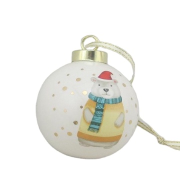 BONWILL Christmas Tree Ornaments - Golden Dot Bear Pattern Christmas Hanging Ball