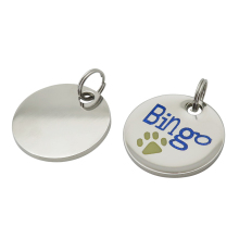 Personalized Glitter Laser Engraved Round Pet ID Tag