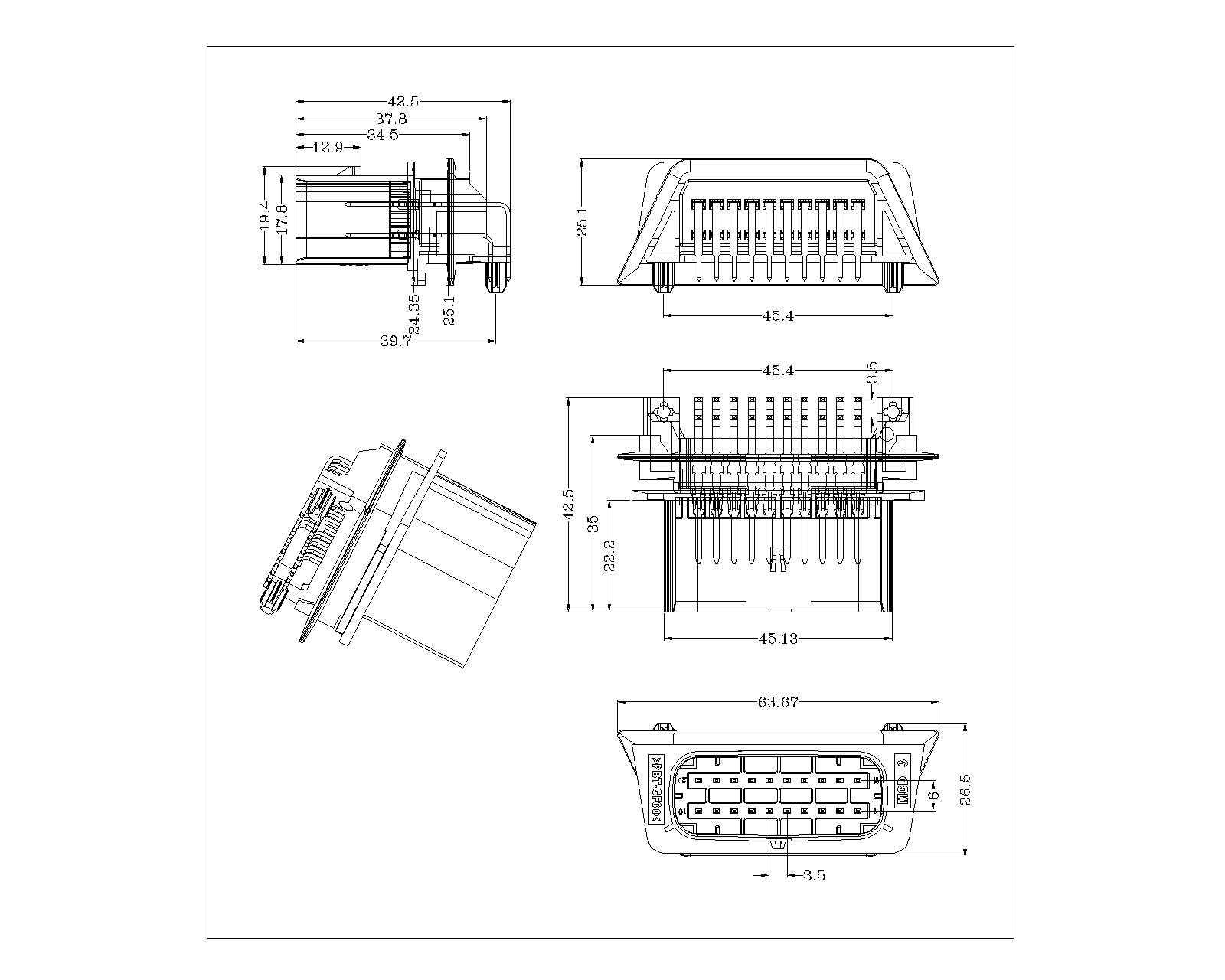 AUTO-3.5-20SN-AB-X P3.5X6 20P Automotive Right Angle Male Connector AUTO-3.5-20SN-AB-X P3.5X6 20P Automotive Right Angle Male Connector