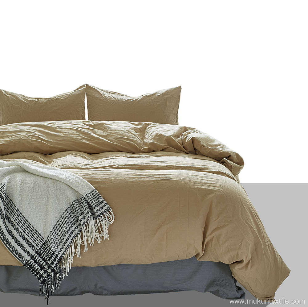 Solid american washed cotton bedding set