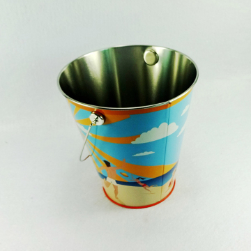 popcorn round bucket tin packing box with handle