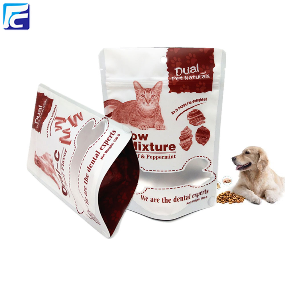 Tùy chỉnh in ấn foil dog điều trị thức ăn vật nuôi túi