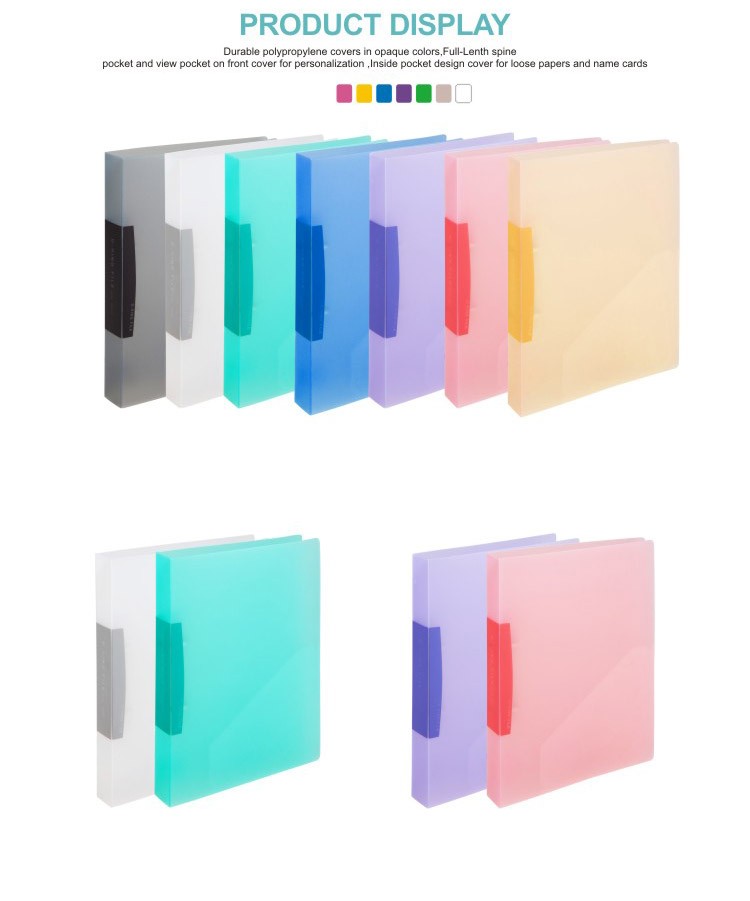 Comix New style A4 A5 F/C colorful plastic 2 hole ring binder transparent PP ring binder