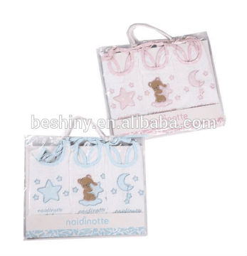 3 pcs 180gsm terry inerlock material embroidered baby bibs
