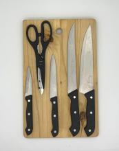 6pcs knife kitchen scissors board set