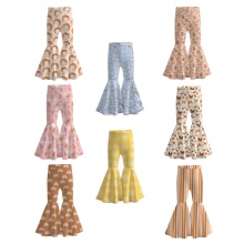 Customizable Toddlers' Girls Summer Floral Stripe Daisy Flare Pants & Bell Bottom Kids' Clothing