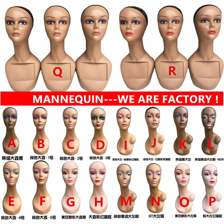 Wholesale mannequin head and stand realistic smiling head shoulder female women model african mannequin head