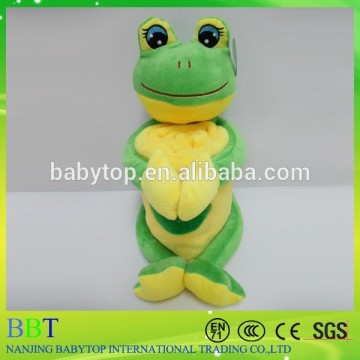 Soft kids toy stuffed plush toy blanket, frog animal with baby blanket