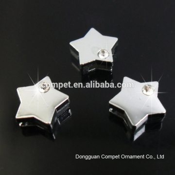 Produce 8mm single rhinestone alloy slider star charm