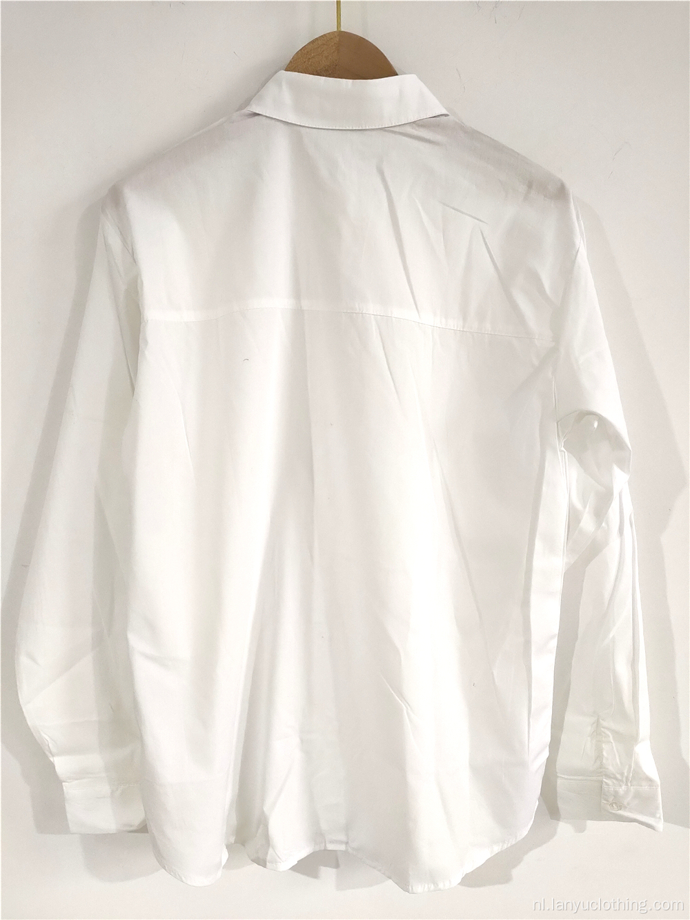 Zuiver wit overhemd met staande kraag voor dames
