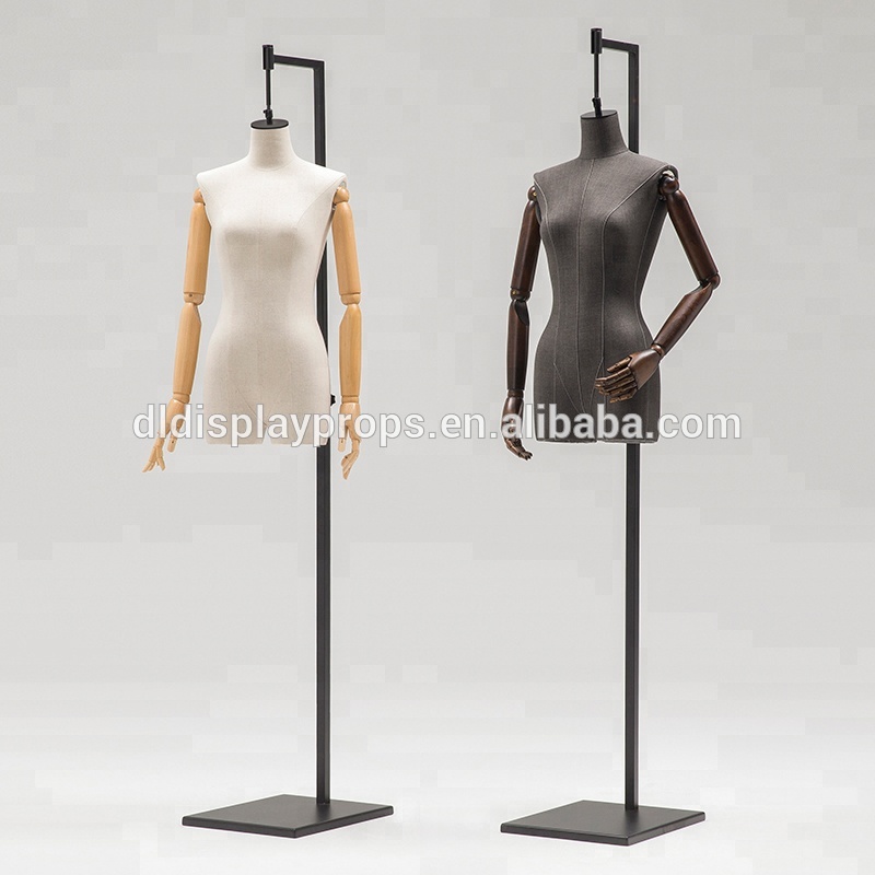 2019 New Arrival Beautiful Half Body Female Mannequin Covered By Fabric With Wooden Arms And Head/Headless