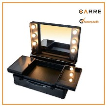cosmetic professional makeup case with lighted mirror