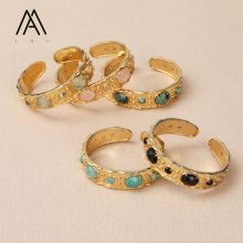 Handmade Gold Plated Quartz Bangle with Claw Design for Parties - Brass Accessory