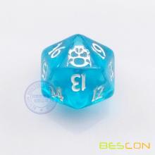 20 sides Customized logo engraved translucent polyhedral dice
