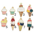 Alliage de conception assortie breloques de crème glacée bricolage émail Popsicle Cupcake métallique pendentif de nourriture sucrée boucle d&#39;oreille bijoux accessoires