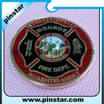 Imitation hard enamel military challenge coins, Fire department challenge coins