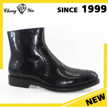 Wholesale Mens Boots Point Toe Black Patent Leather Boots For Men