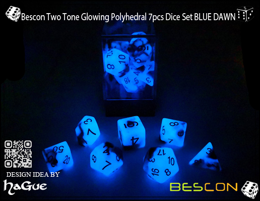 Bescon Two Tone Glowing Polyhedral 7pcs Dice Set BLUE DAWN-4 Bescon Two Tone Glowing Polyhedral 7pcs Dice Set BLUE DAWN-4