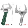 Short handle large opening sanitary adjustable wrench