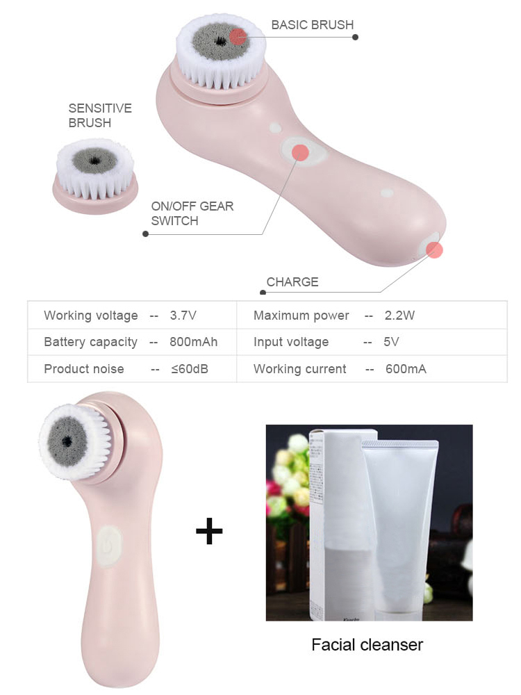 Electric Rotating Spin Facial Cleanser Brush Rechargeable Face Cleansing Brush