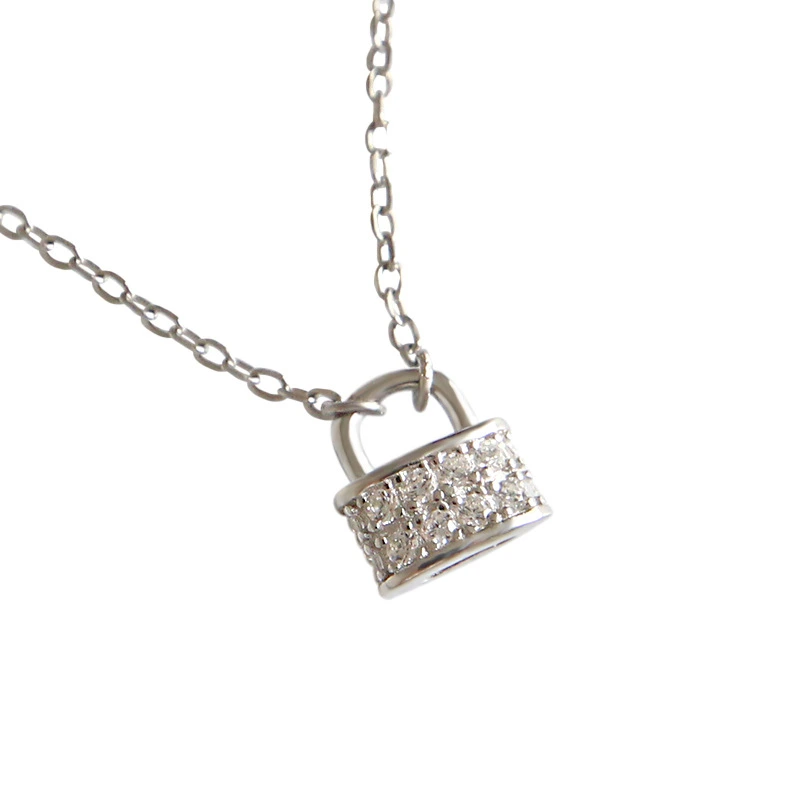 Fashion Simple Set Diamond Mini Lock Pendant Necklace Jewelry