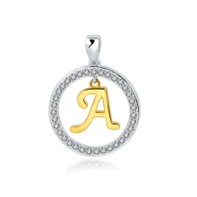 2016 925 Sterling Silver Pendent, alphabet "A" in the center of the circle