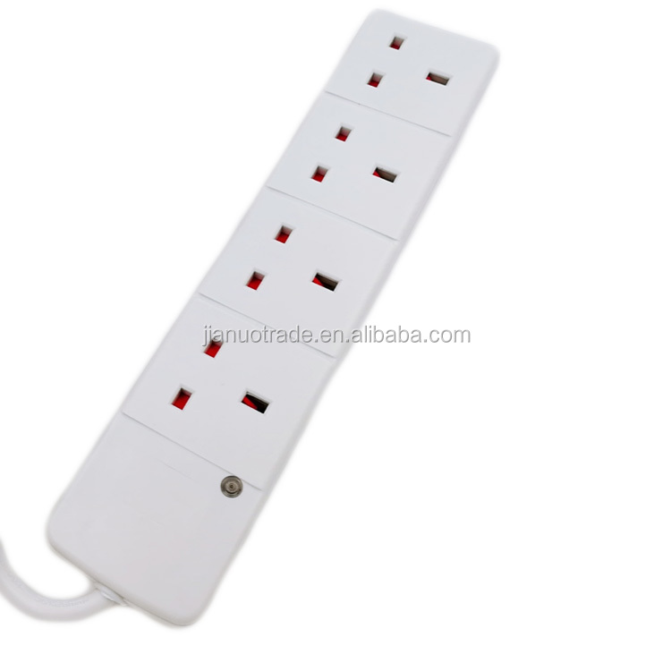 13A UK Fused Plug 4 Gang Power Strip