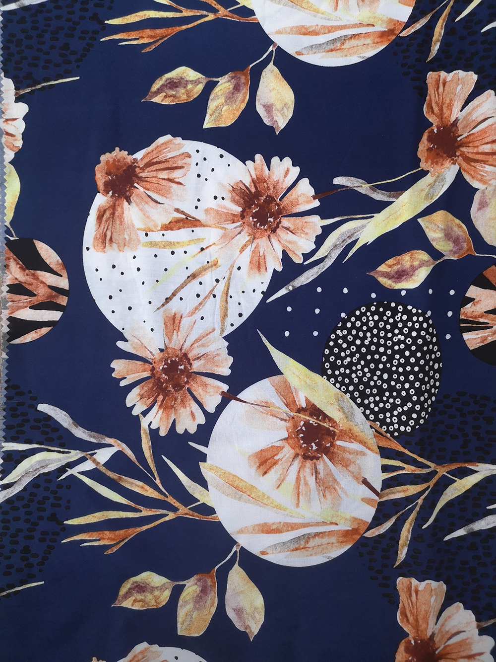 Dots Flower Rayon Challis 30S Air-jet Printing Fabric