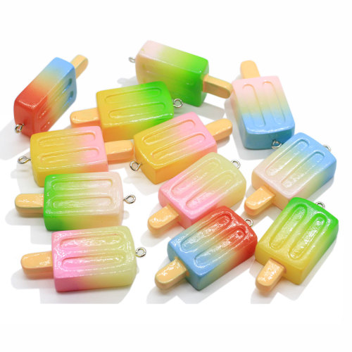 Hot Sale 100Pcs Resin 3D Summer Sweet Popsicle Charms Beads Artificial Food Miniature Craft Necklace Pendant Ornament