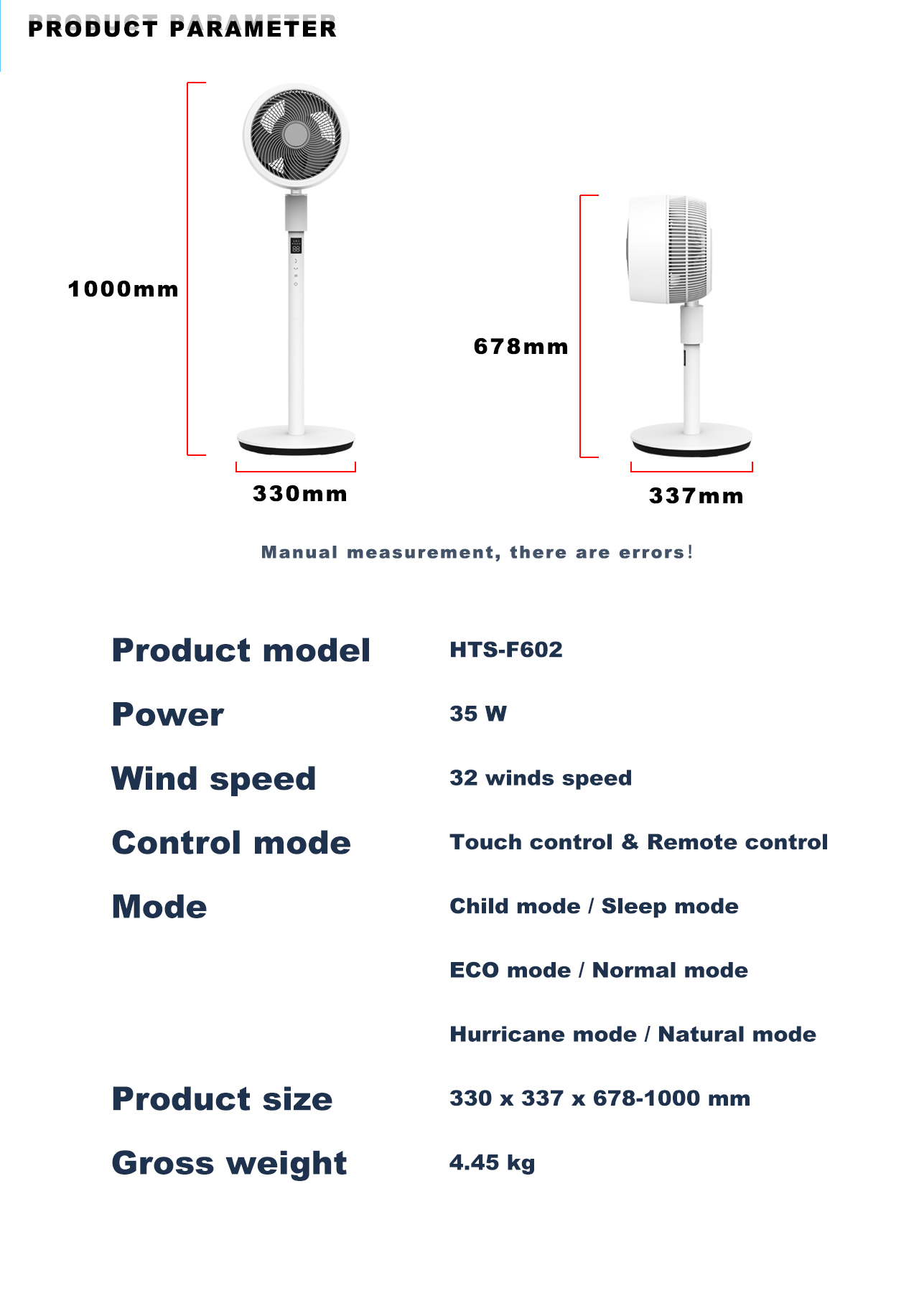 HTS-F602 Circulator Fan specification HTS-F602 Circulator Fan specification