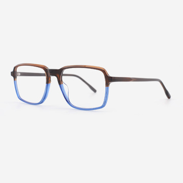 Rectangular Laminated Acetate Men's Optical Frames 23A3058