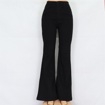 Cheap Jeans Ladies Black Flared Pants Wholesale