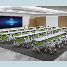 Mobile Foldable Training Table and Arm Nesting Chair with Upholstery