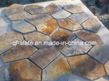 China Multicolor Slate Crazy Paver on Mesh