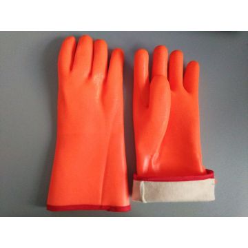 Invierno forrado con guantes recubiertos de PVC de 14 &quot;