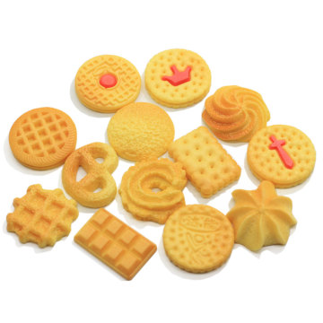 Mélanger Style Simulation Cookies Flatback Résine Cabochons Miniature Alimentaire Biscuit Pour Téléphone Cas Décoration DIY Cheveux Arcs Centre Scra