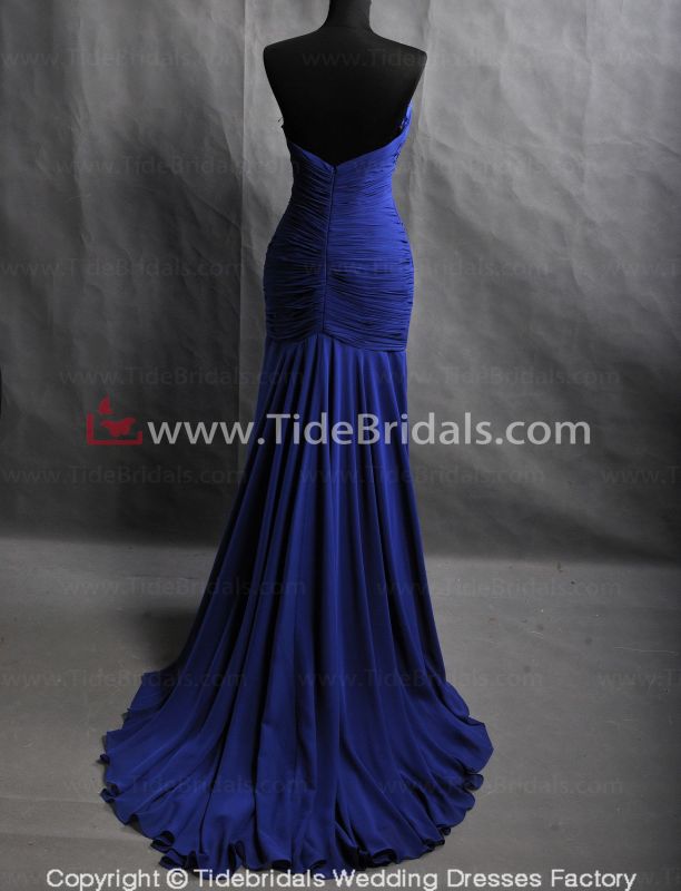 A-Line Sweetheart Royal Blue Evening Dress Chiffon Lace Wedding Party Gown Prom Dress Bridesmaid Dress (AS3391)