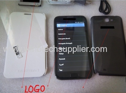 N7100 Teléfono Mtk6577 Dual Core Galaxia Nota 2 teléfono móvil Android 4,1 5,5 pulgadas