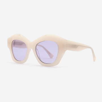 Polygon-shaped with 3D effect Acetate Female Sunglasses