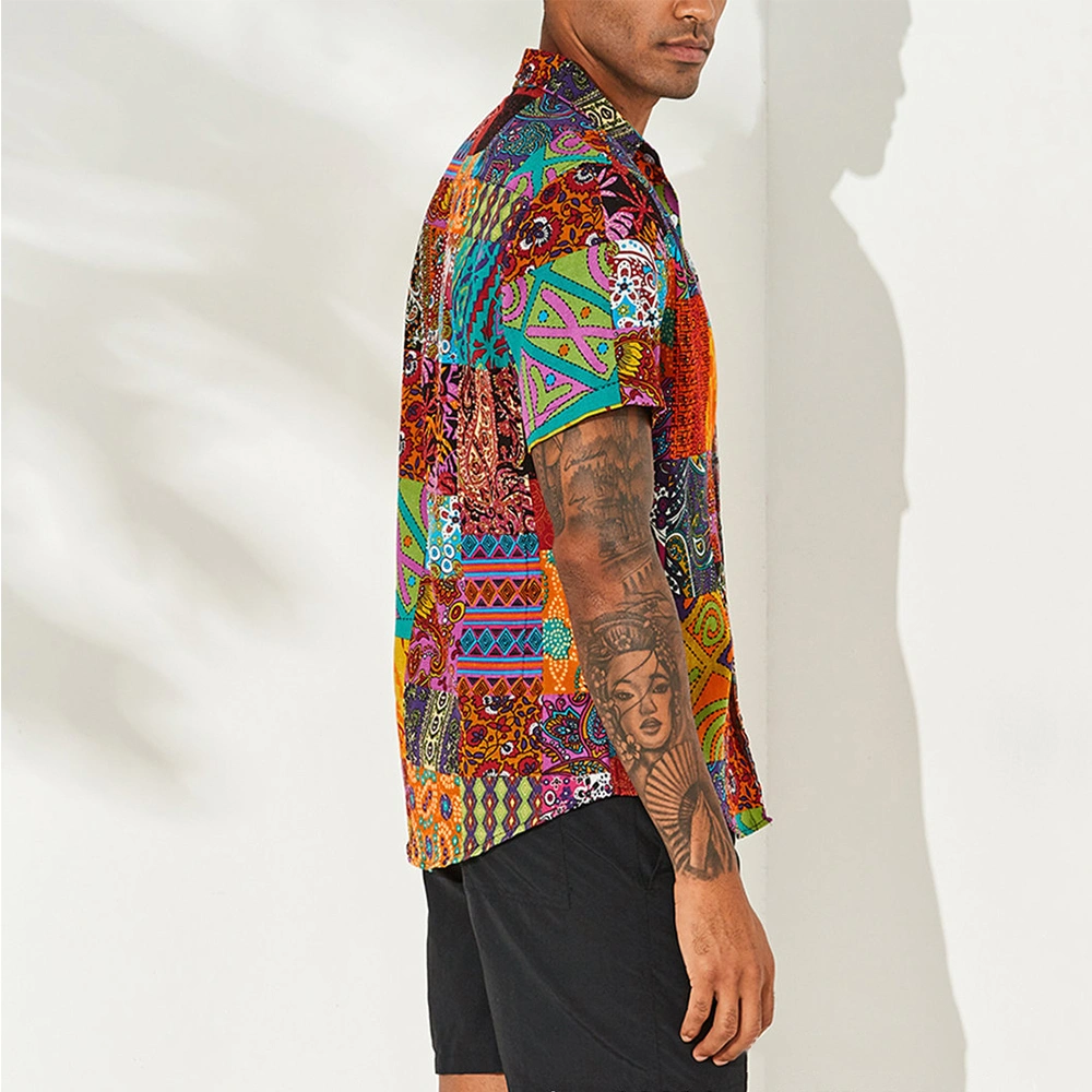 Latest Custom Men's Stylish Floral Shirt Cotton Button Down Short Sleeve Casual Hawaiian Shirts