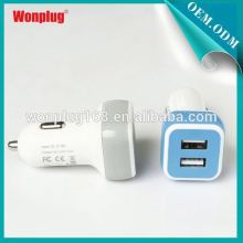 Wonplug new product 2016 high quality 12v solar phone car charger with 2USB