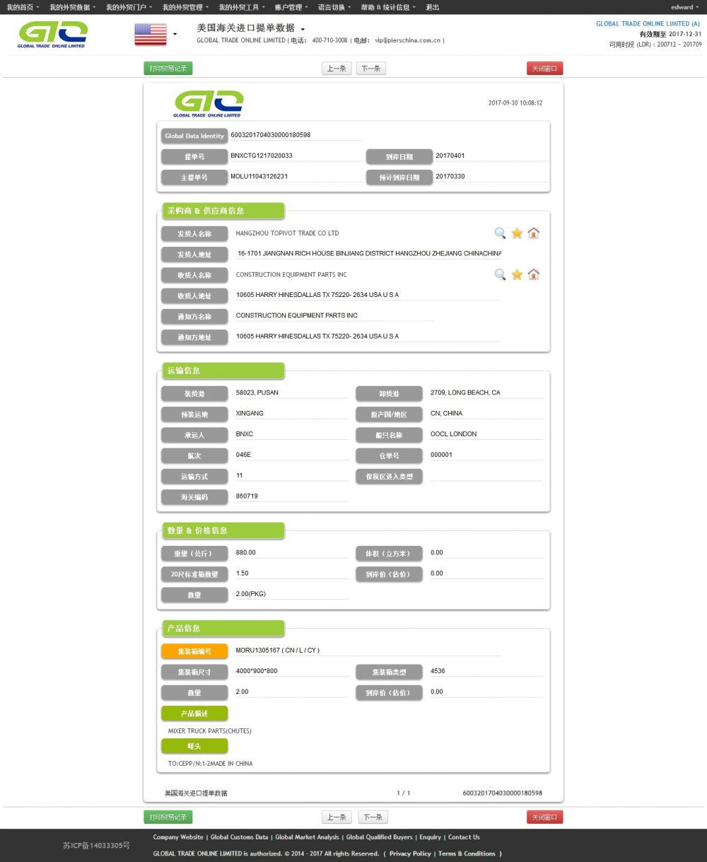 Mixer Truck USA Importer data