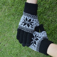 trendy winter hand warm snowflake pattern touch screen smart phone gloves
