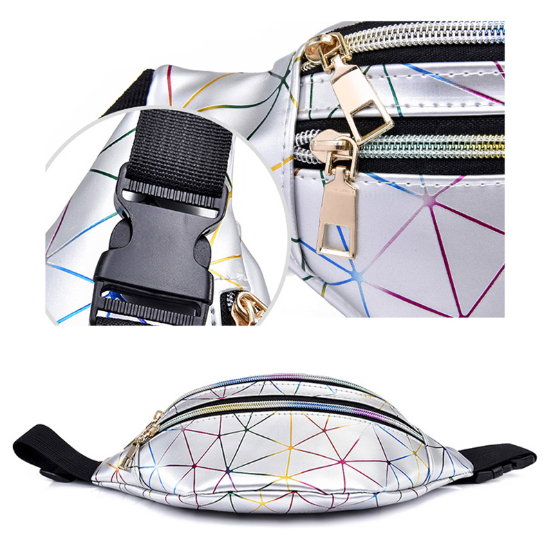 2020 New Style Customized Holographic Pink Silver Women Belt Bag Ladies Waist Pouch