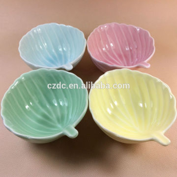 Microwave safe china wholesale Japanese style celadon rice bowl set in leaf shape