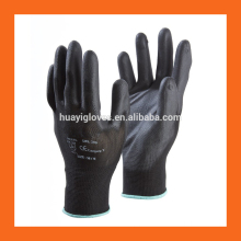 13 Gauge Nylon Polyester Shell Black PU Work Gloves/Industrial Safety Polyurethane Palm Coated Gloves for Automotive