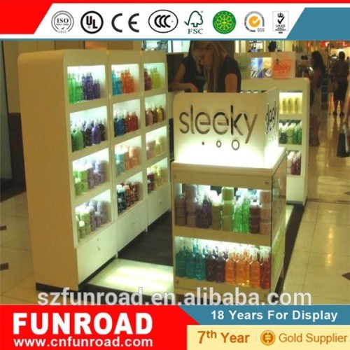 Modern Cosmetic Store /mall kiosk wooden commercial furniture display showcase